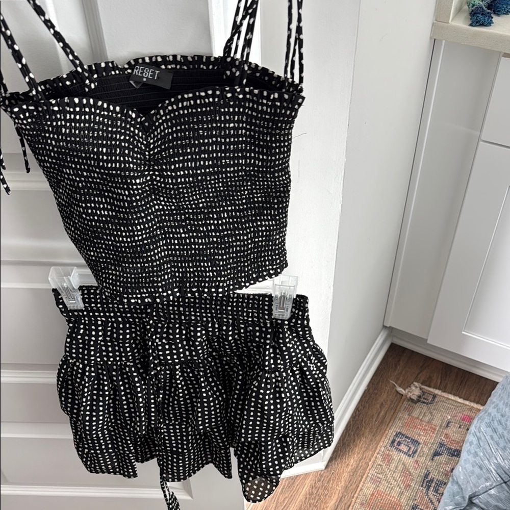 Black and White Patterned Two-Piece Set